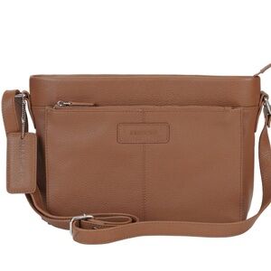 Crossbody handbag with organizer Mancini color camel